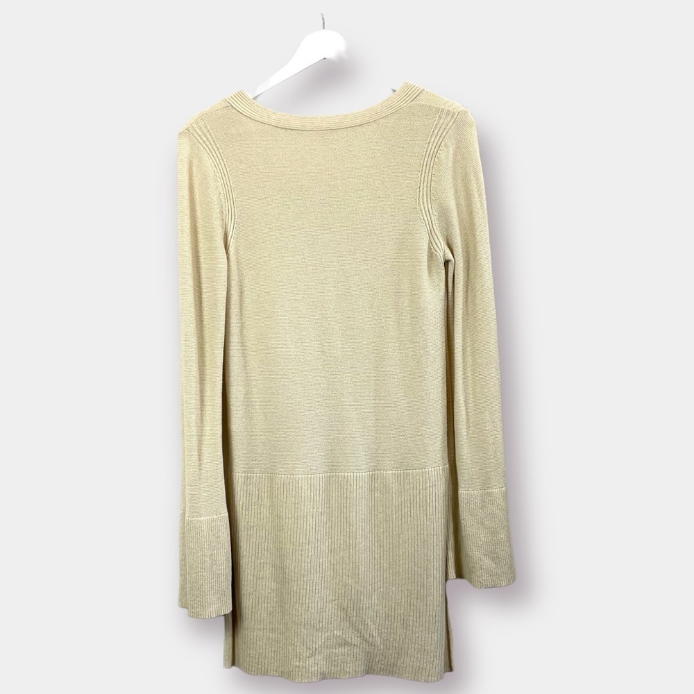 Free People Tunic Sweater Boho Criss Cross Side Slit Knit Cream Size Small - Picture 3 of 6